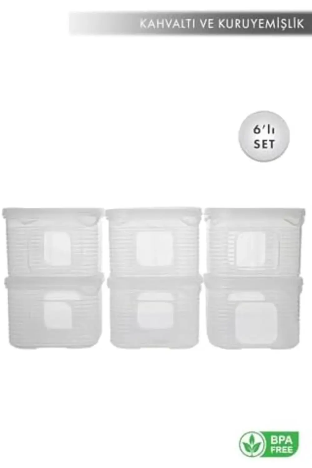 Erzak Saklama Kabı Sızdırmaz Kapak 6'lı Set Şeffaf -(Ölçü Kabı He