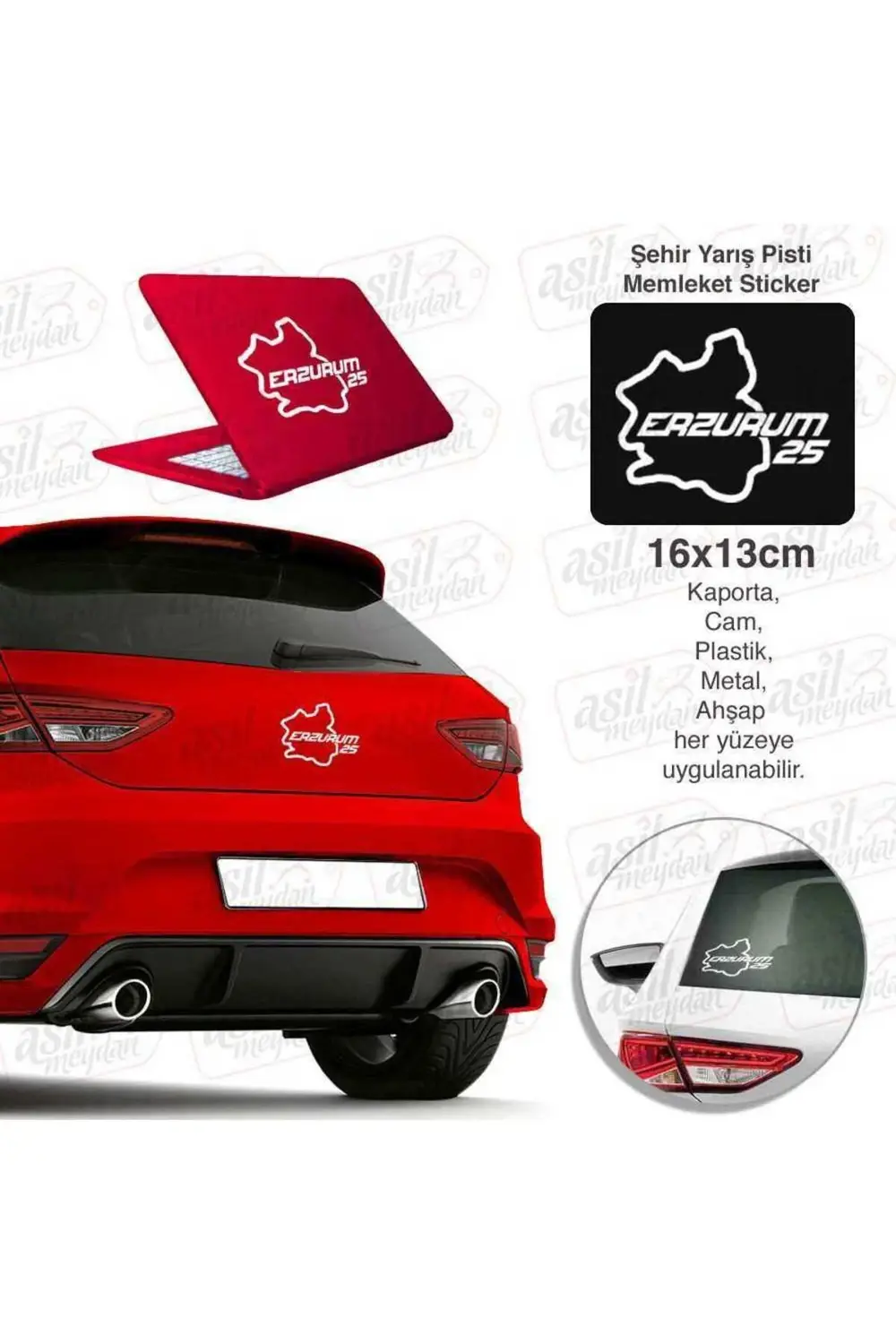 Erzurum Ili 25 Plaka Kodu Memleket Yarış Pisti Beyaz Sticker - Ot