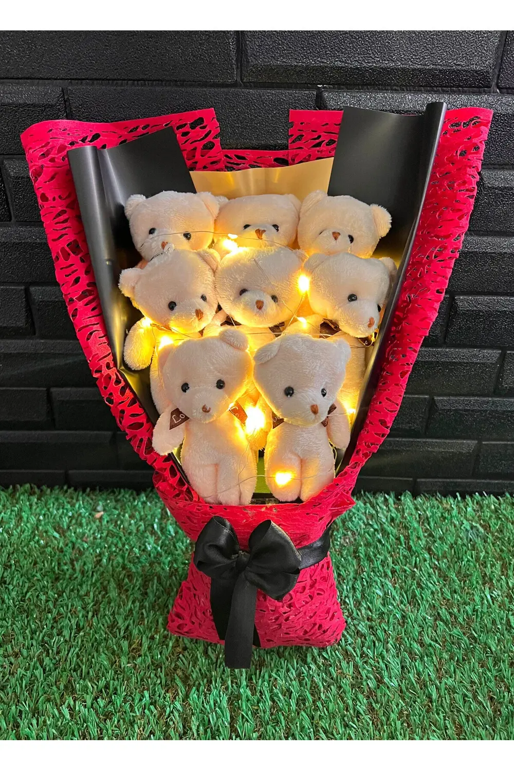 Ese - Sevgiliye Hediye 8 Ayıcıklı Işıklı Ayıcık Buketi - Öğretmen