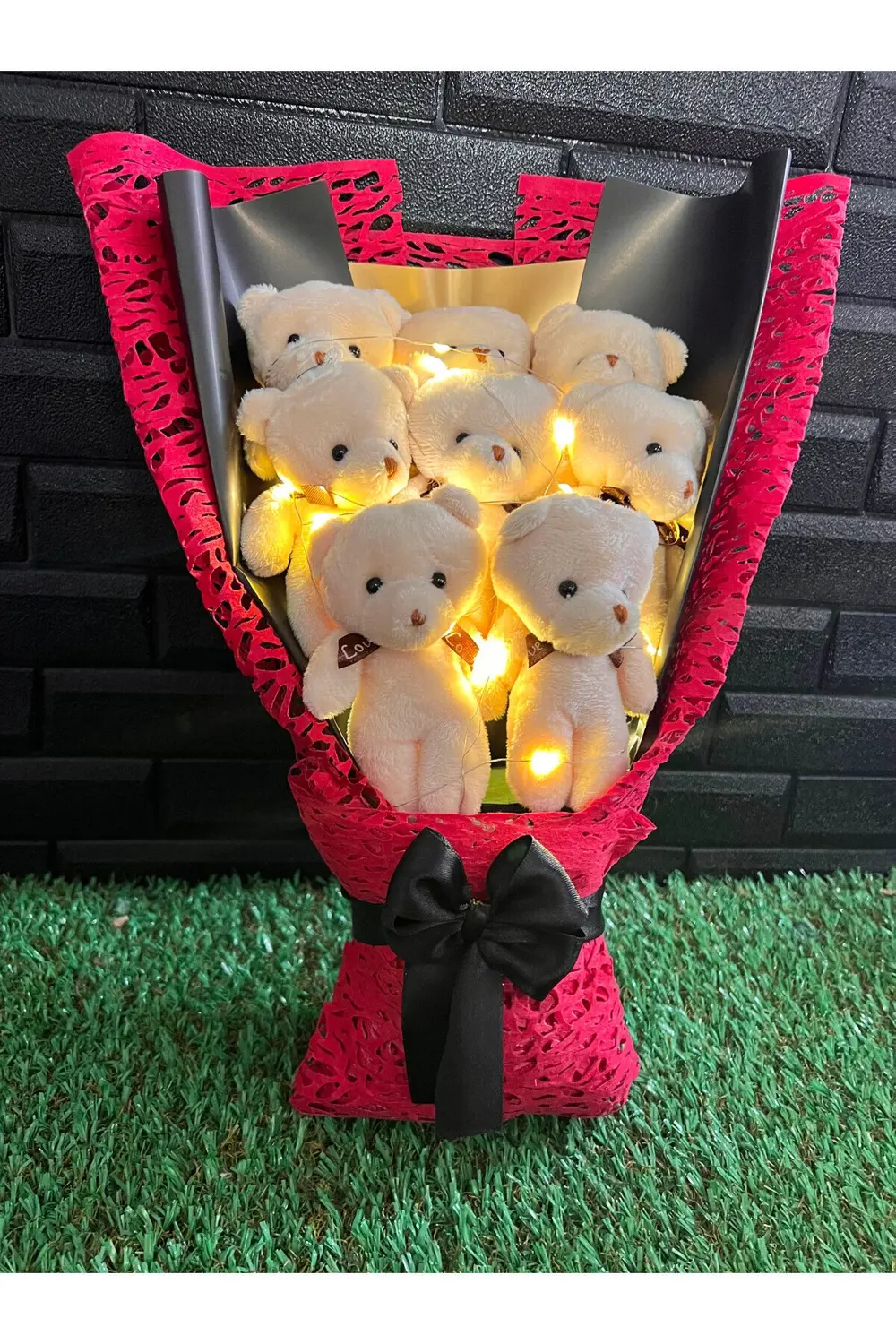 Ese - Sevgiliye Hediye 8 Ayıcıklı Işıklı Ayıcık Buketi - Öğretmen