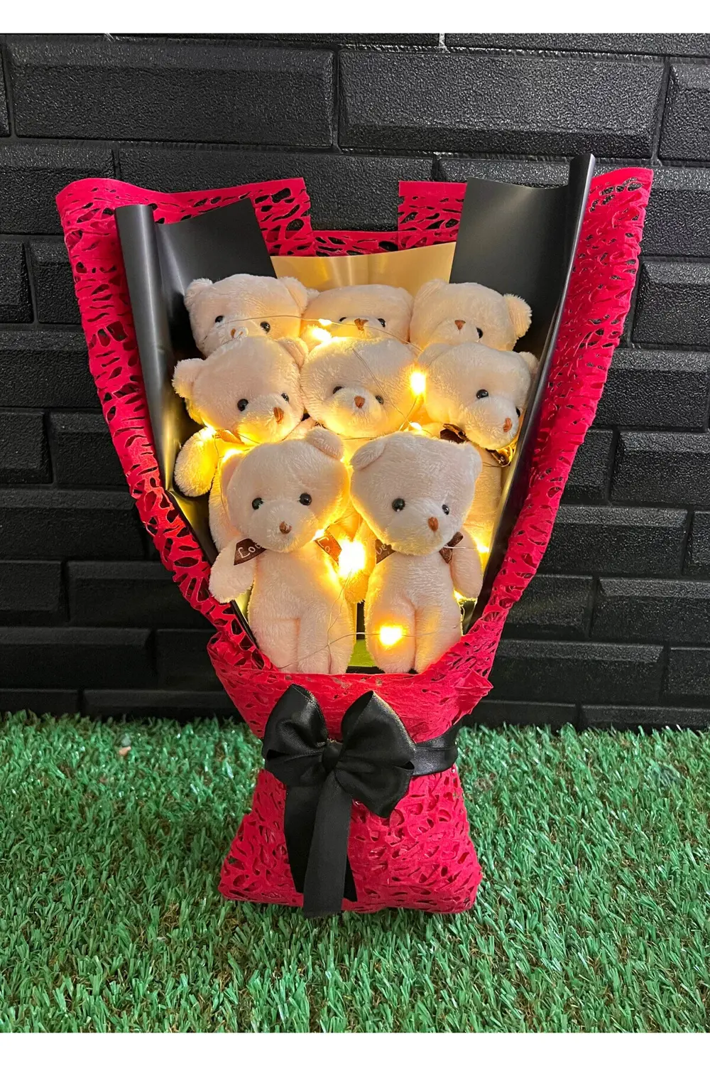 Ese - Sevgiliye Hediye 8 Ayıcıklı Işıklı Ayıcık Buketi - Öğretmen