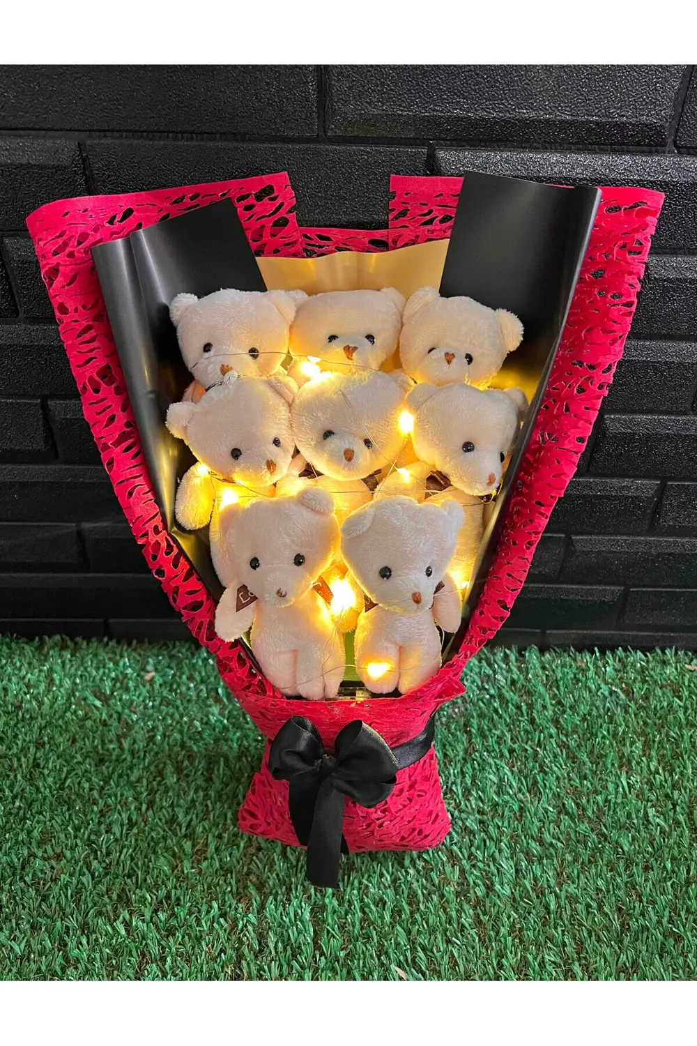 Ese - Sevgiliye Hediye 8 Ayıcıklı Işıklı Ayıcık Buketi - Öğretmen