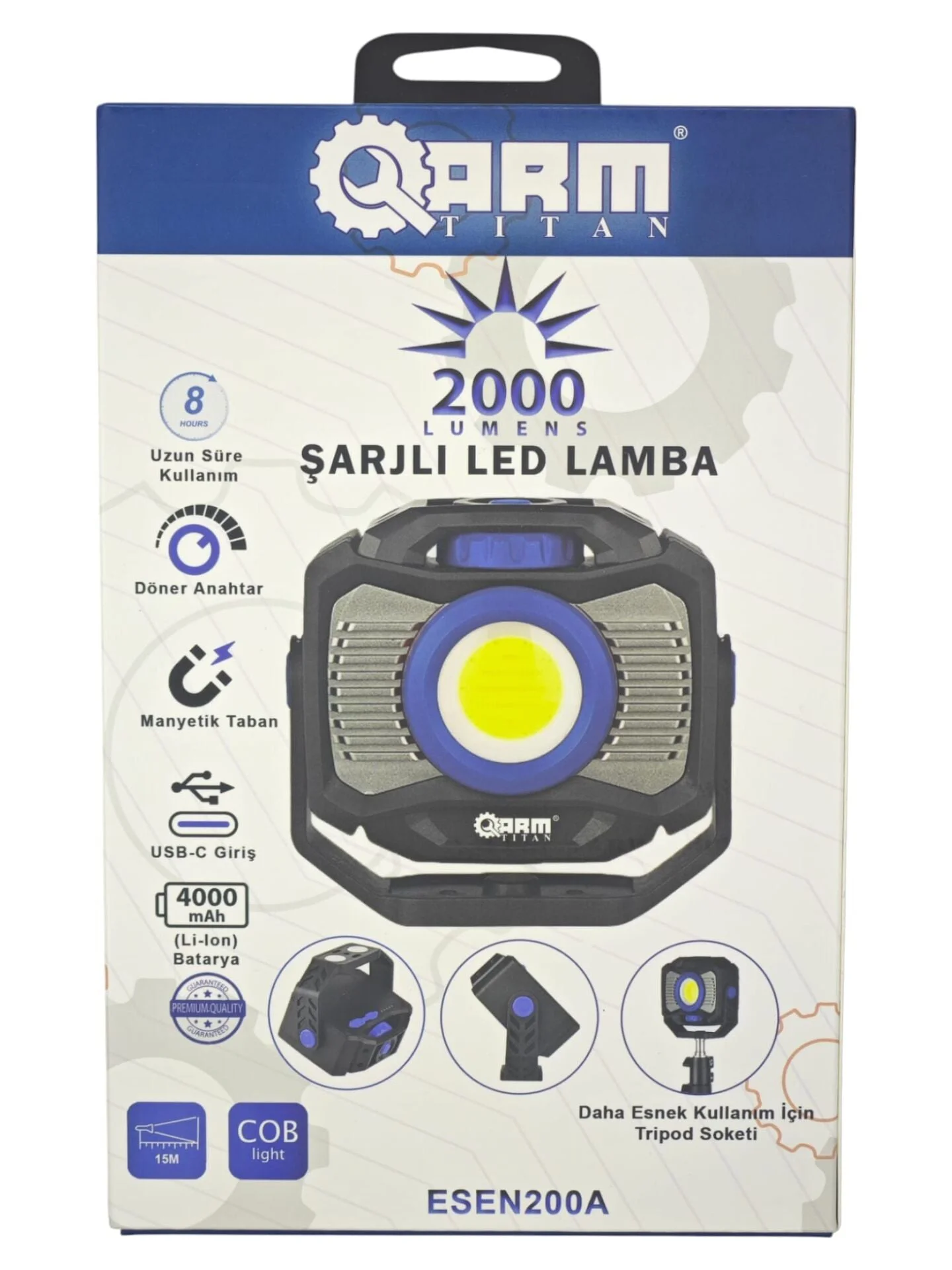 Esen200A   ARM Şarjlı Led Lamba 2000 Lümen - Tripod Ayaklı