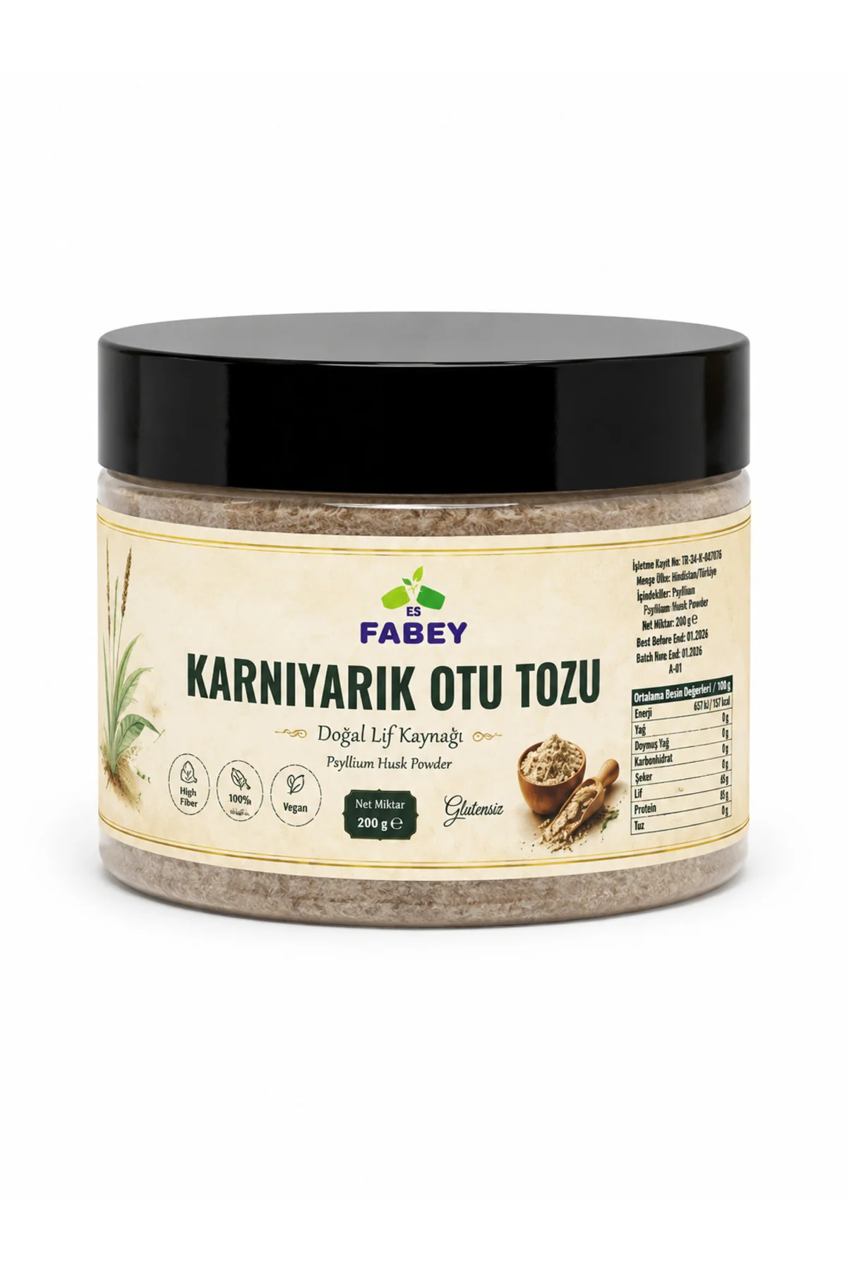 esfabey Karnıyarık Otu Tozu (Psyllium) 200 gr