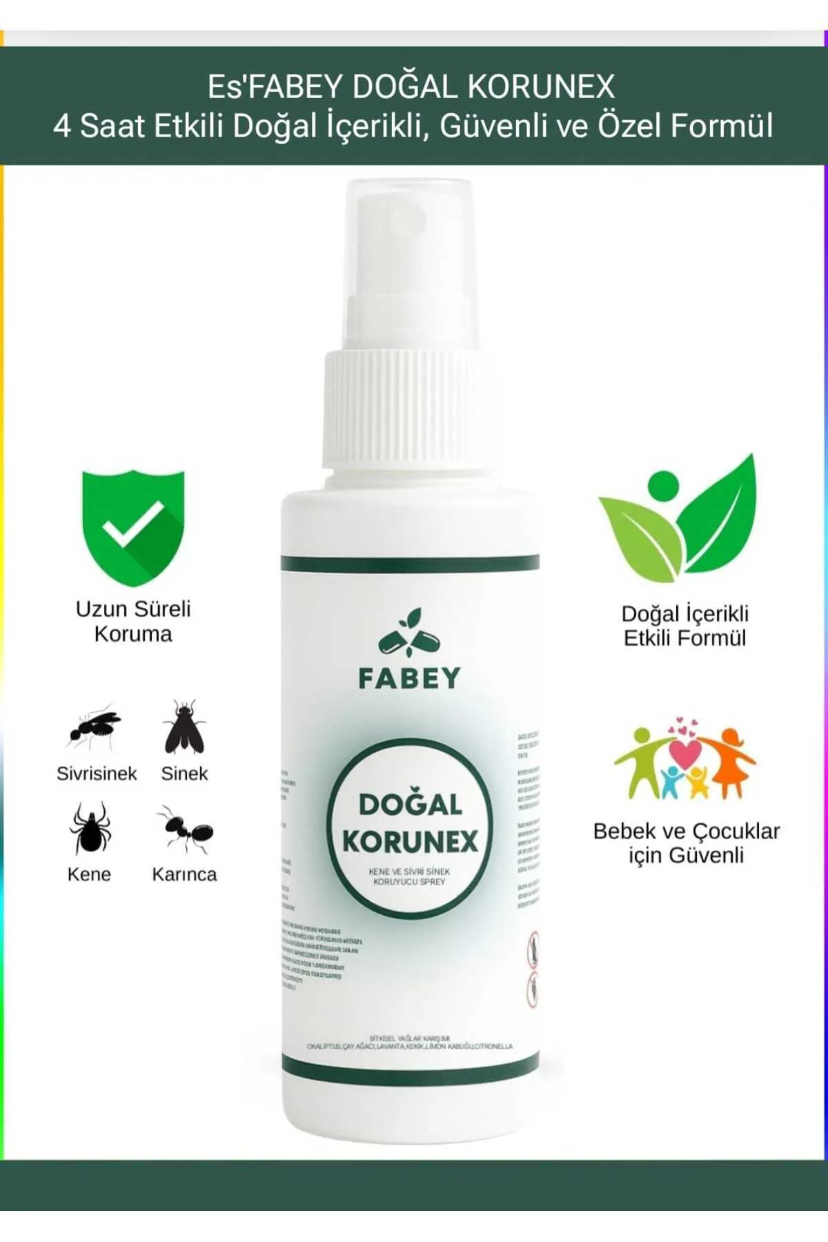 esfabey Korunex Kene ve Sivrisinek Koruyucu Sprey %100 Doğal 100ml x1 Adet
