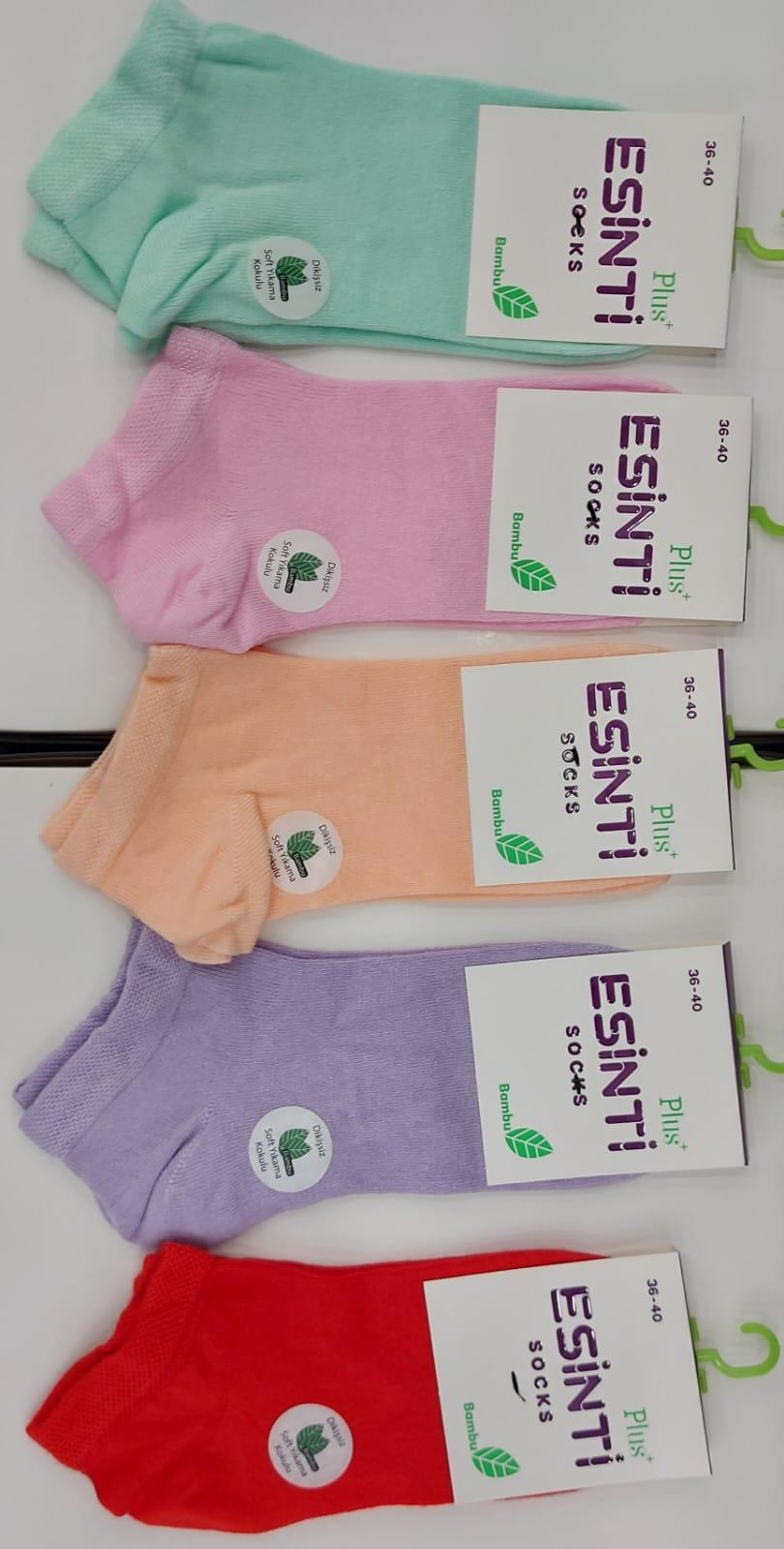 ESİNTİ BAYAN BAMBU PATİK PASTEL RENKLİ ÇORAP 6 ADET ESİNTİ BAYAN BAMBU PATİK PASTEL RENKLİ ÇORAP 6 ADET