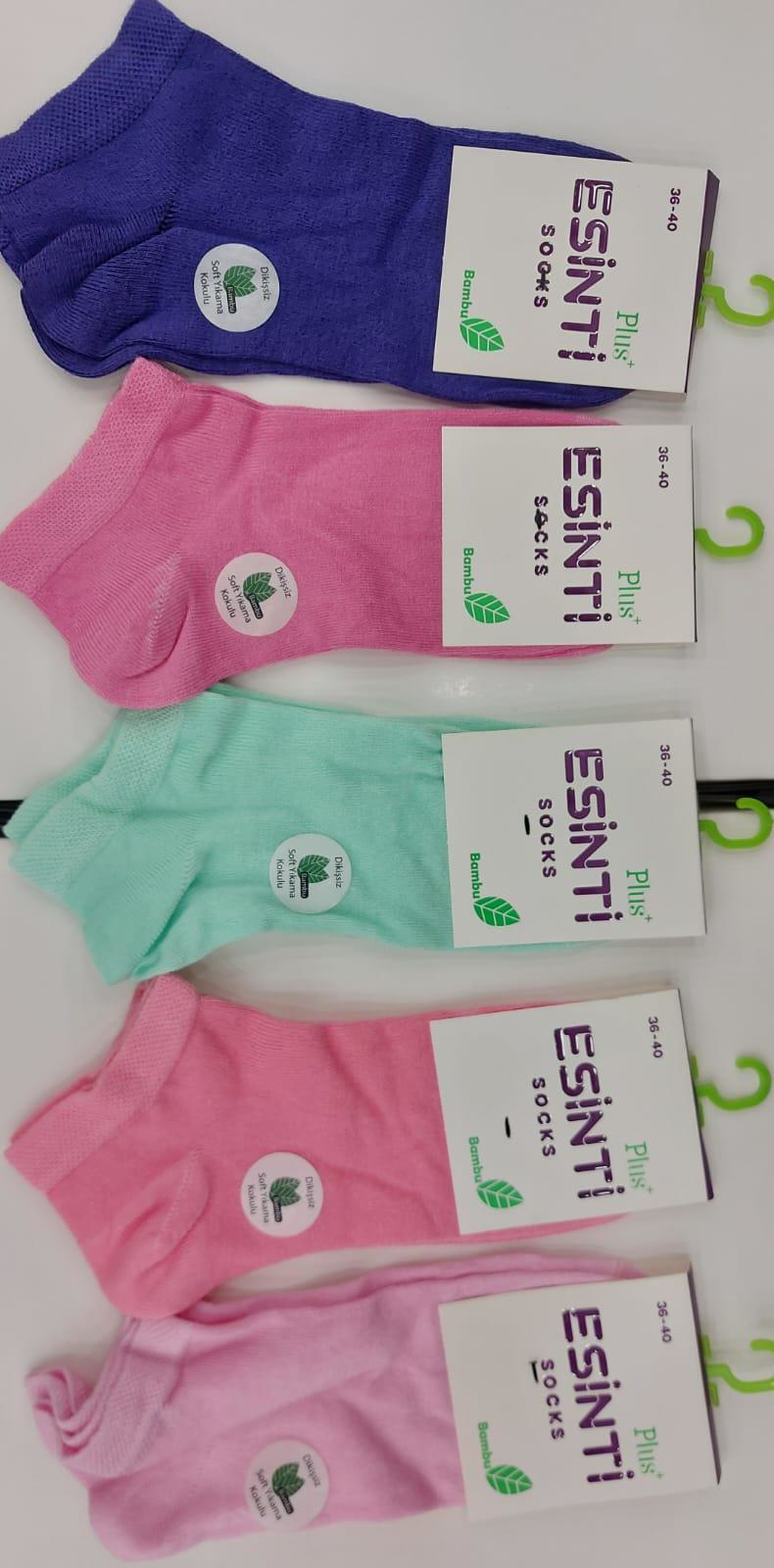 ESİNTİ BAYAN BAMBU PATİK PASTEL RENKLİ ÇORAP 6 ADET ESİNTİ BAYAN BAMBU PATİK PASTEL RENKLİ ÇORAP 6 ADET