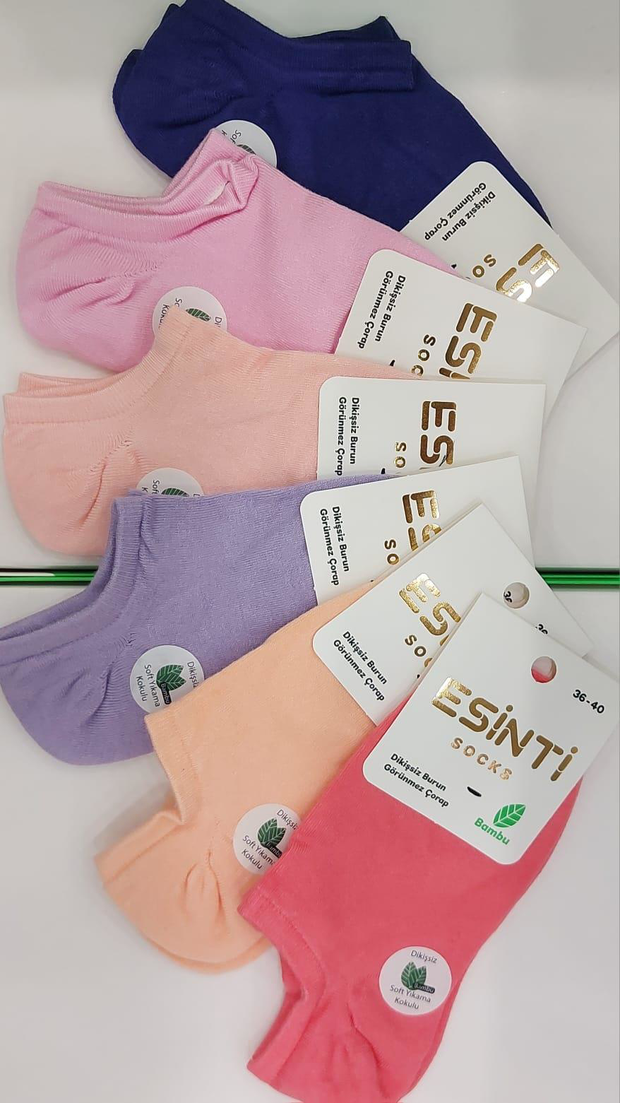 ESİNTİ BAYAN BAMBU SNECKER ÇORAP 6 ADET ESİNTİ BAYAN BAMBU SNECKER ÇORAP 6 ADET