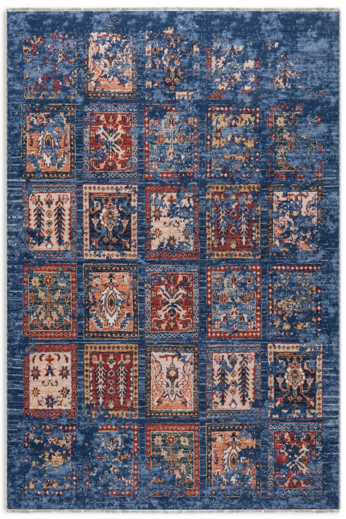 Eskitme afgan mavi şönil halı kendinden saçaklı halı kilim yolluk kaymaz yıkanabilir salon mutfak Eskitme afgan mavi şönil halı kendinden saçaklı halı kilim yolluk kaymaz yıkanabilir salon mutfak
