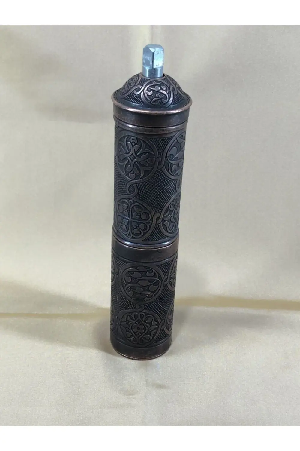 Eskitme Bakır Renkli Uzun Otantik Karabiber Kaya Tuzu Pirinç Deği