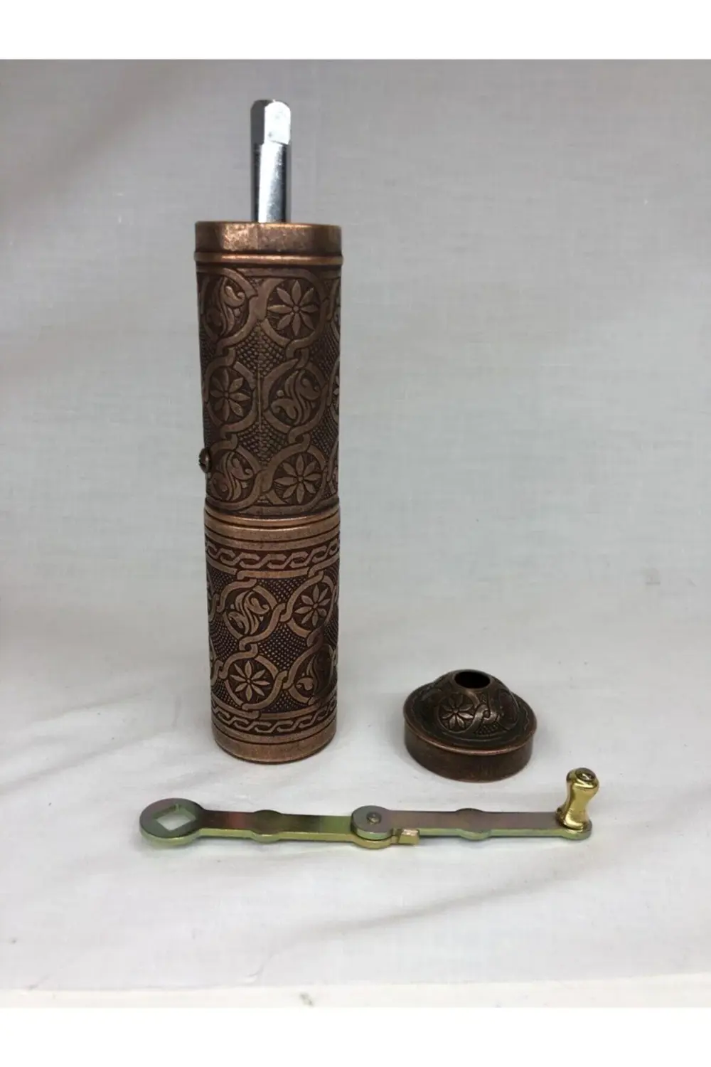 Eskitme Bakır Renkli Uzun Otantik Karabiber Kaya Tuzu Pirinç Deği