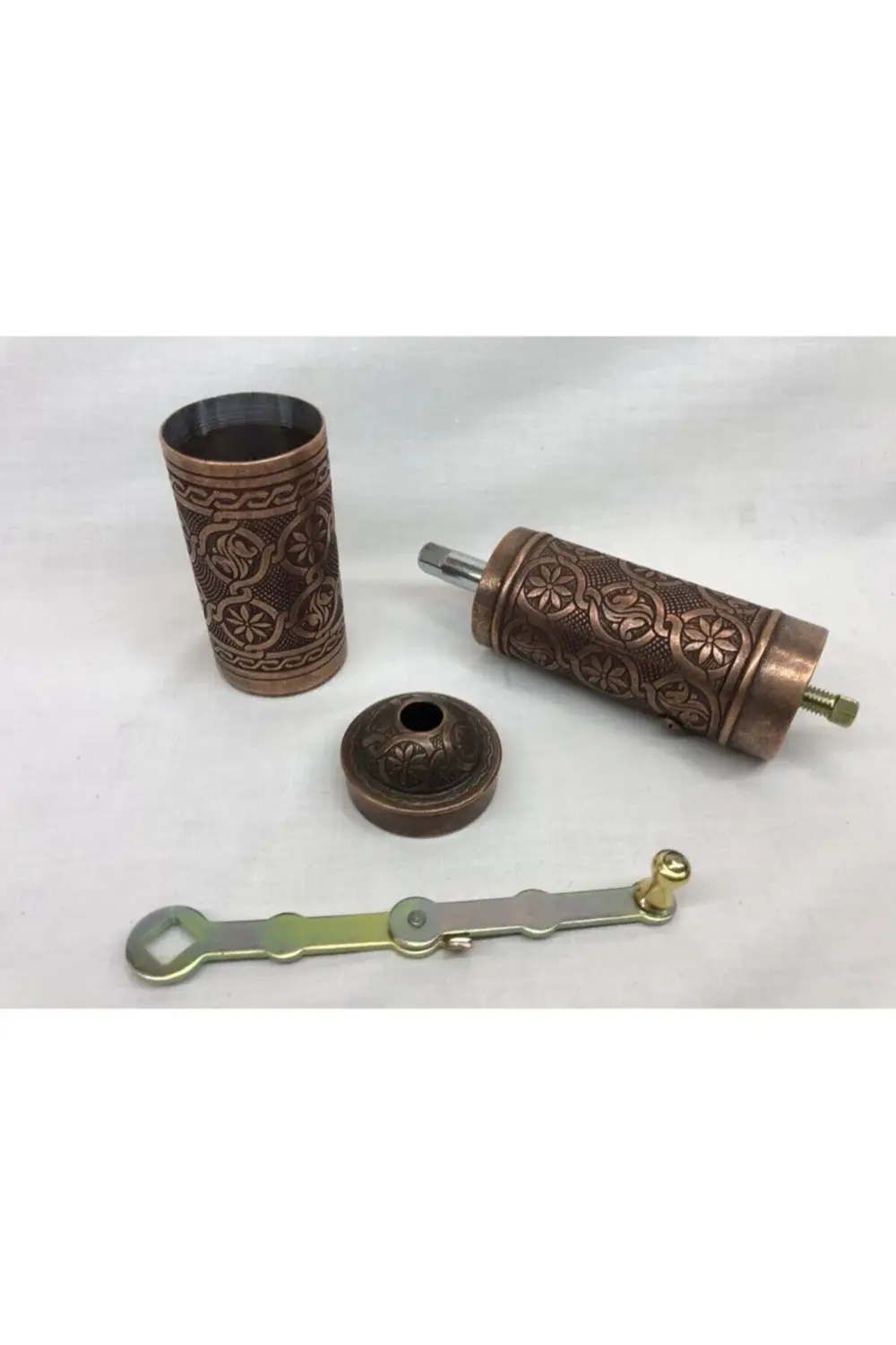 Eskitme Bakır Renkli Uzun Otantik Karabiber Kaya Tuzu Pirinç Deği