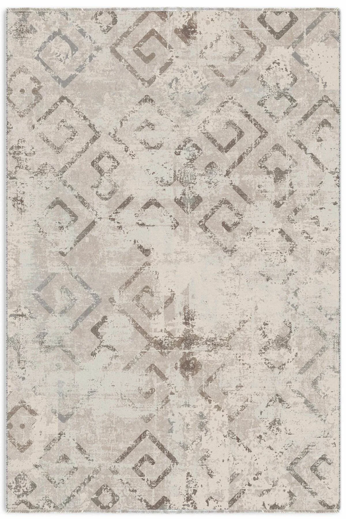 Eskitme Bej Gri Şönil Halı Kilim Yolluk Kaymaz Yıkanabilir Oturma