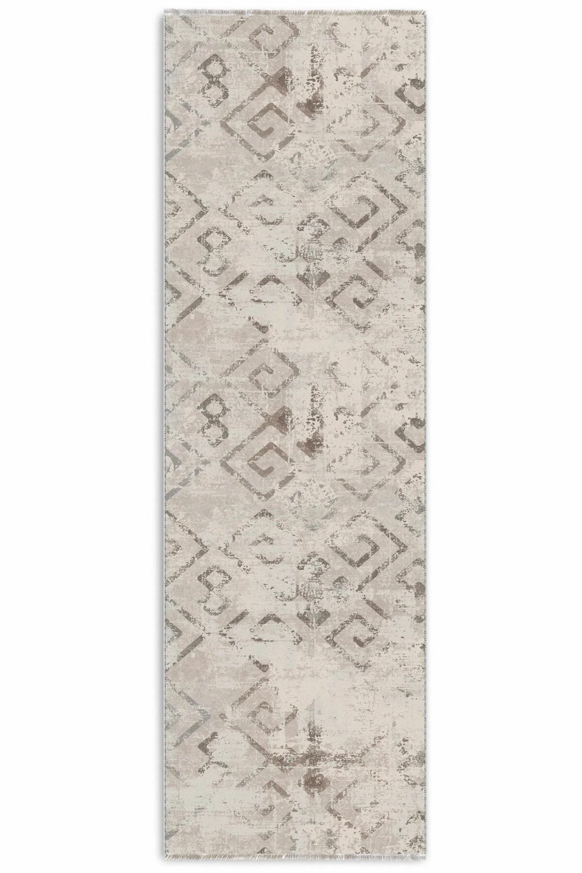 Eskitme Bej Gri Şönil Halı Kilim Yolluk Kaymaz Yıkanabilir Oturma