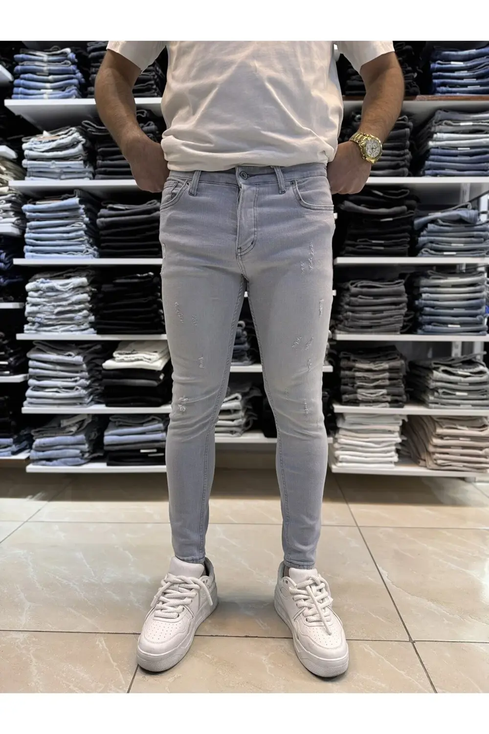 Eskitme Detay Gri Skinny Fit Jean Eskitme Detay Gri Skinny Fit Jean