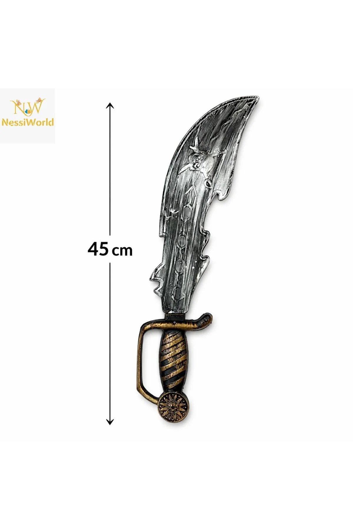 Eskitme Detaylı Plastik Korsan Kılıcı 45 cm