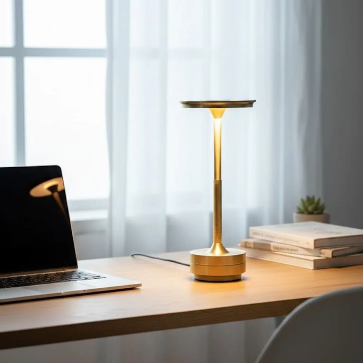 Eskitme Gold Kasa Dokunmatik Şarjlı Masa Lambası – 3 Renk Işık Modlu, LED Aydınlatmalı, Modern &amp; Dekoratif Abajur