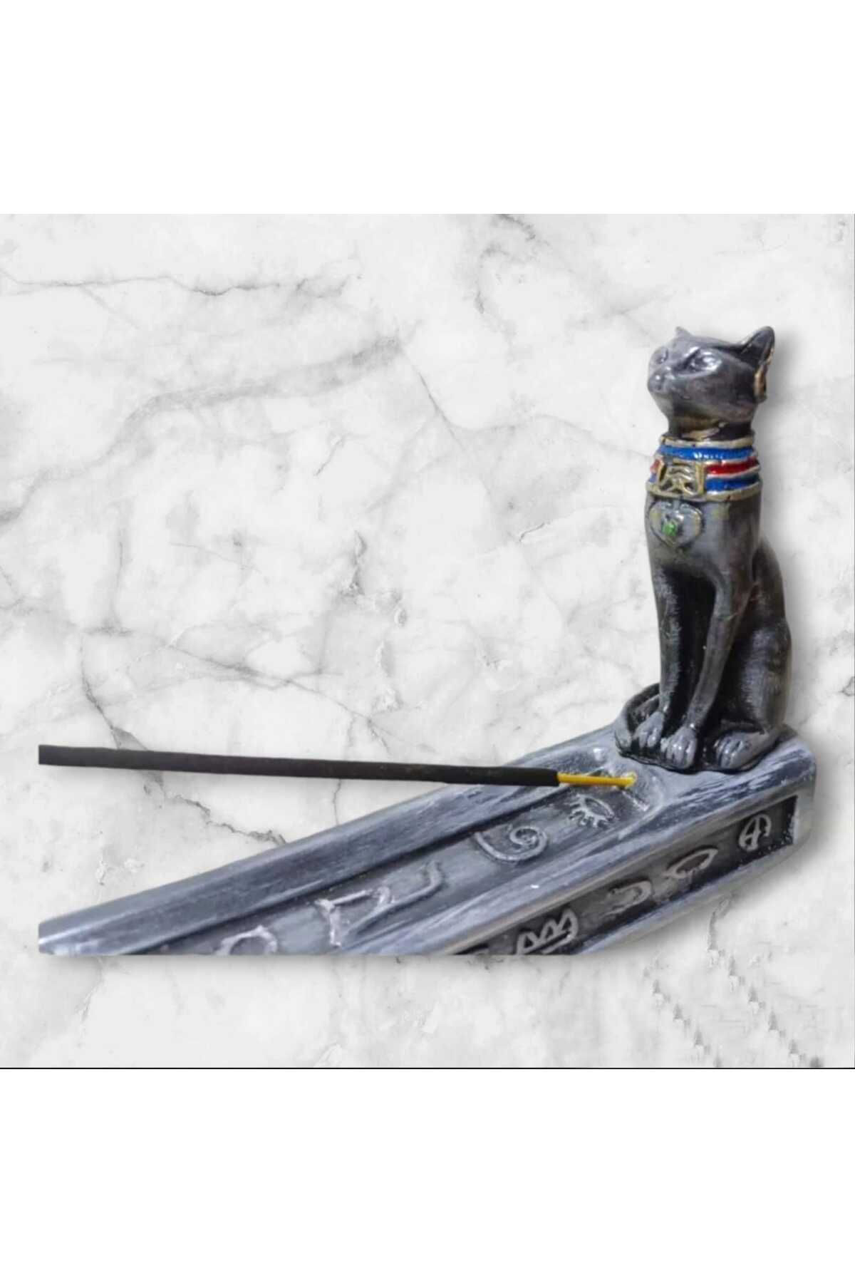 Dodemert Home Eskitme Mısır Kedi Sfenks Dekoratif Beton Biblo & Tütsülük