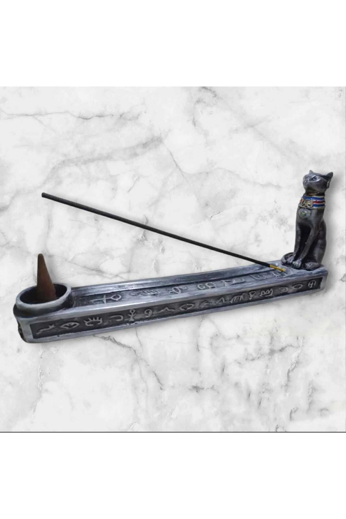 Dodemert Home Eskitme Mısır Kedi Sfenks Dekoratif Beton Biblo & Tütsülük