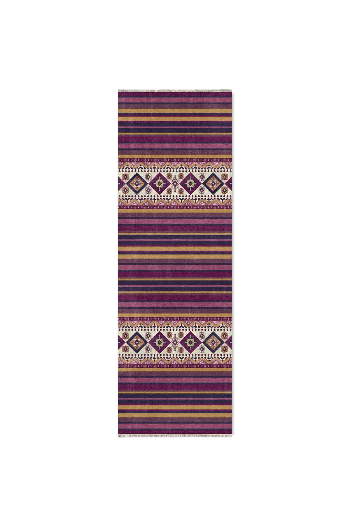 Eskitme Mor Hardal Renkli Şönil Halı Kilim Yolluk Yıkanabilir Kay