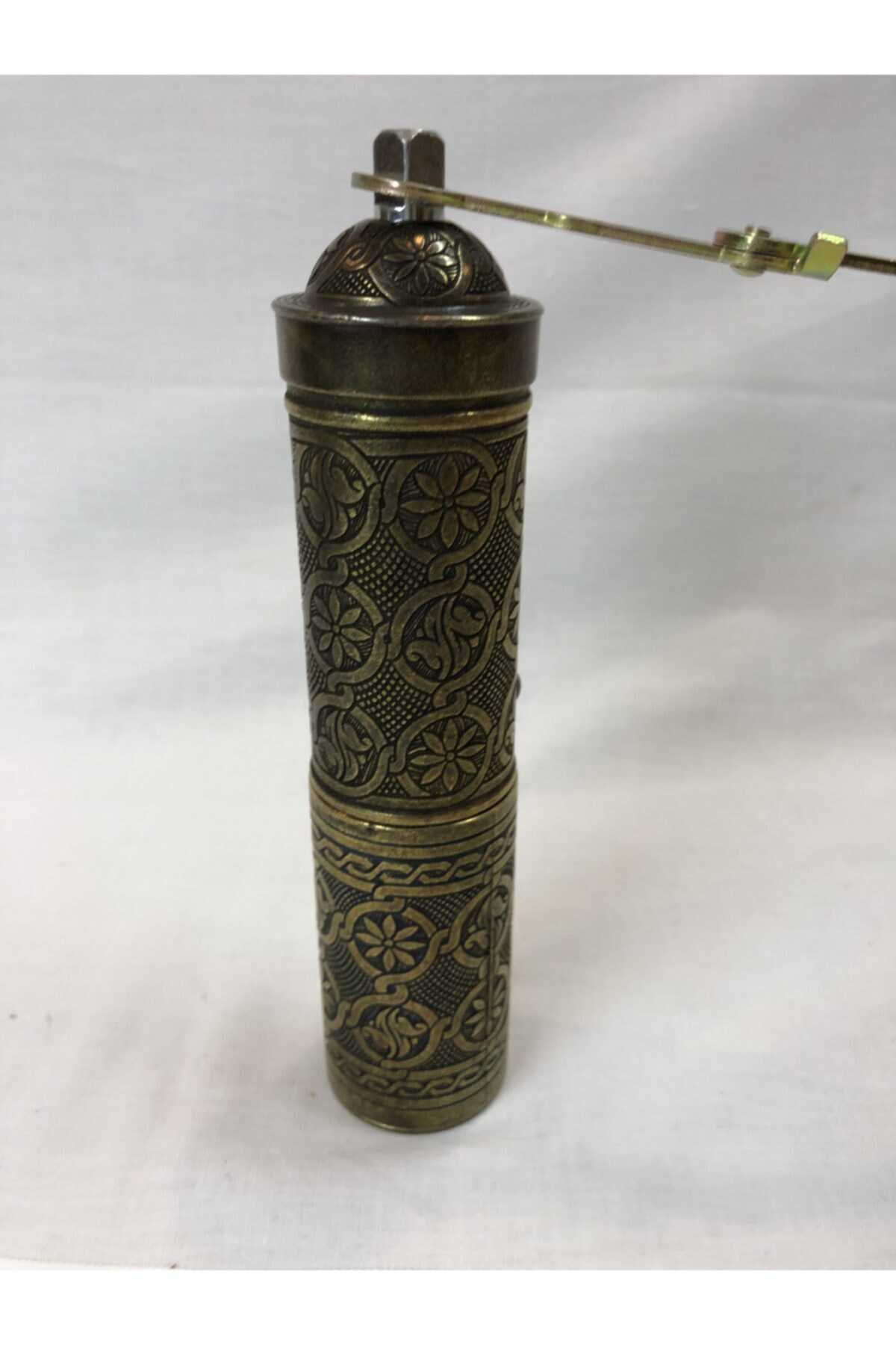 Eskitme Osmanlı Sitili Antik Pirinç Renkli Büyük Boy Değirmen Kah