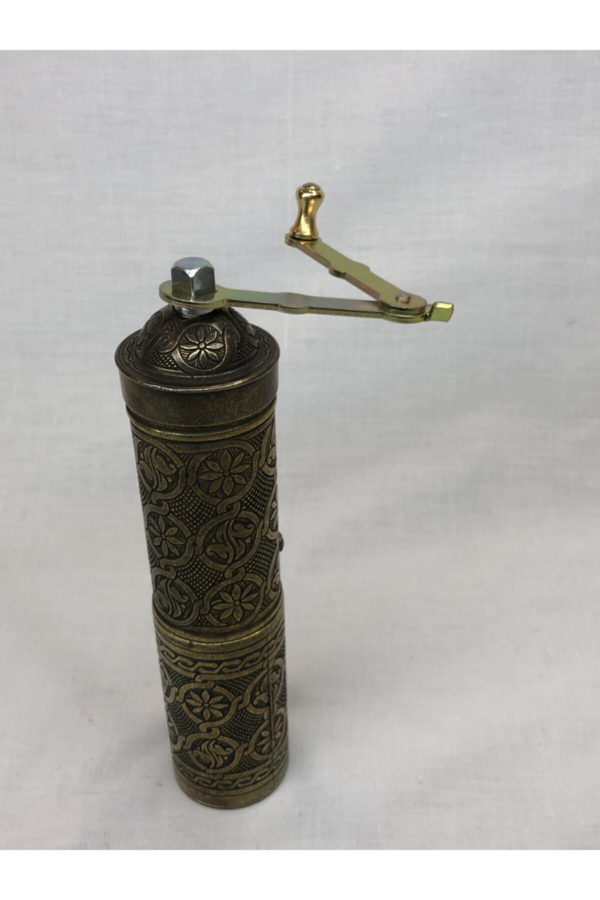 Eskitme Osmanlı Sitili Antik Pirinç Renkli Büyük Boy Değirmen Kah