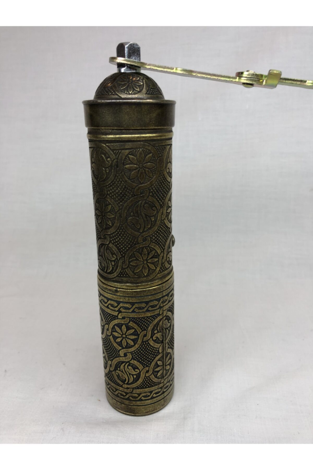 Eskitme Osmanlı Sitili Antik Pirinç Renkli Büyük Boy Değirmen Kah