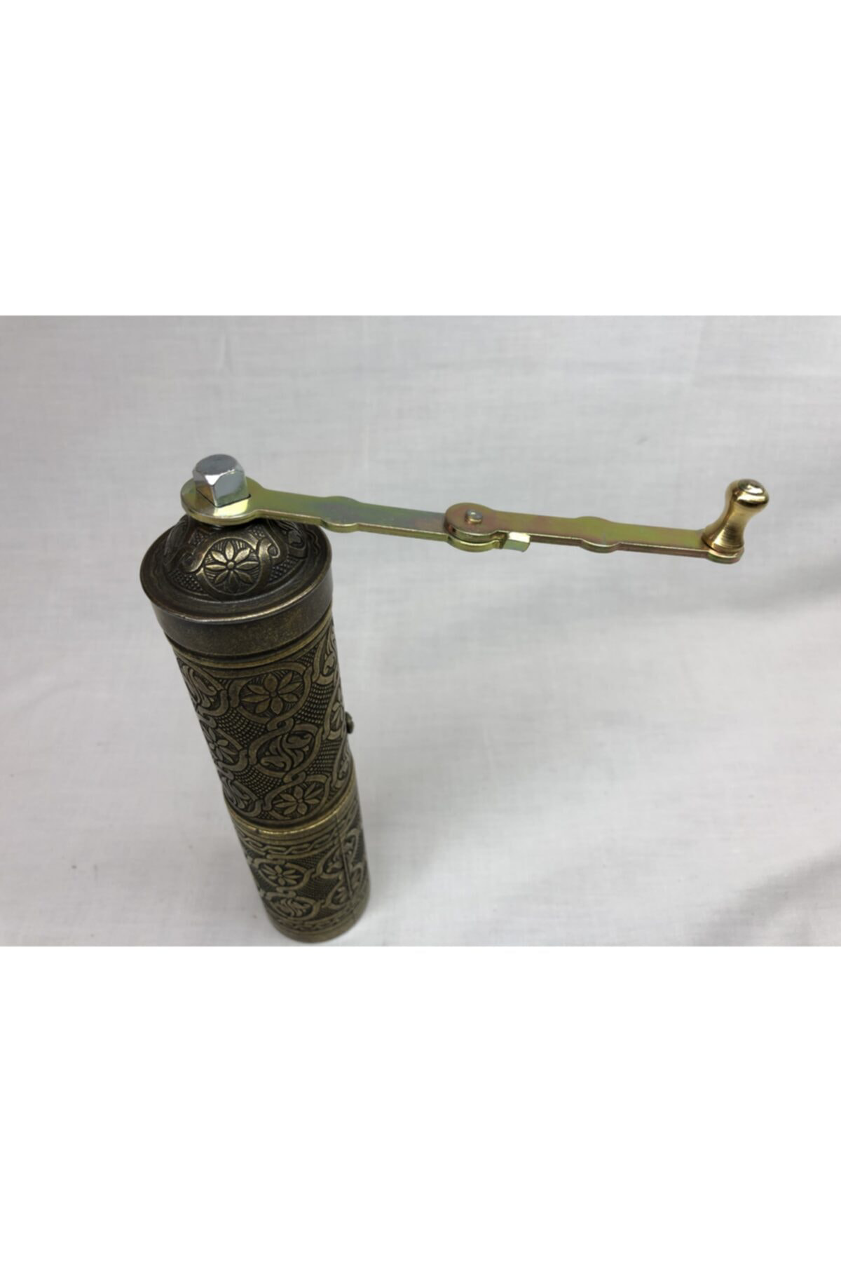 Eskitme Osmanlı Sitili Antik Pirinç Renkli Büyük Boy Değirmen Kah