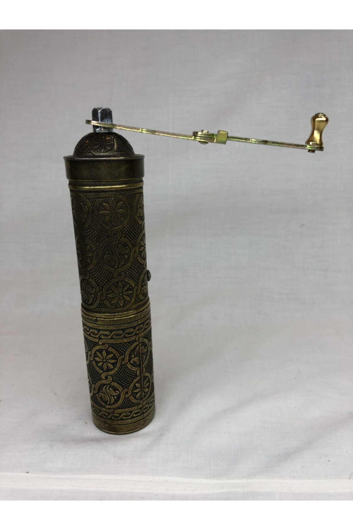 Eskitme Osmanlı Sitili Antik Pirinç Renkli Büyük Boy Değirmen Kah