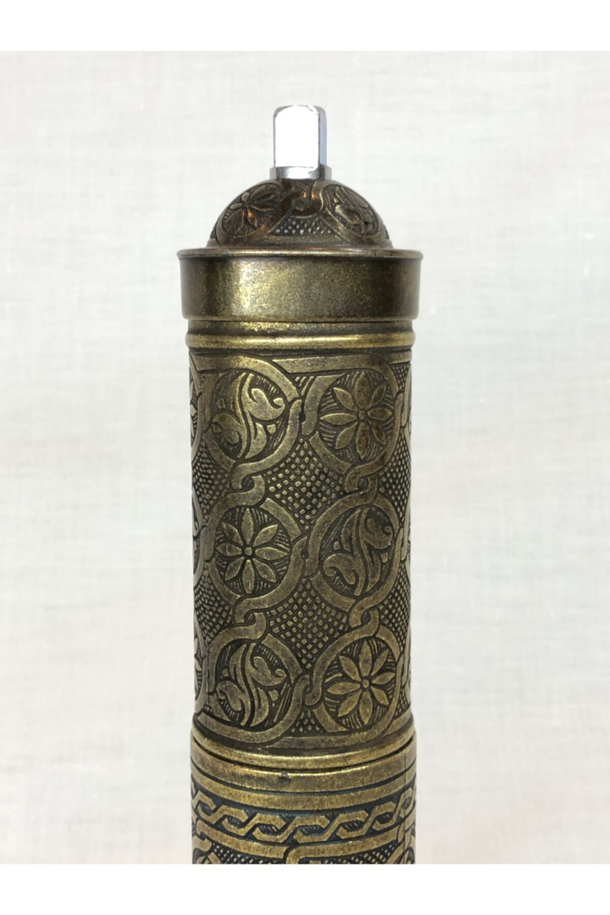 Eskitme Osmanlı Sitili Antik Pirinç Renkli Büyük Boy Değirmen Kah