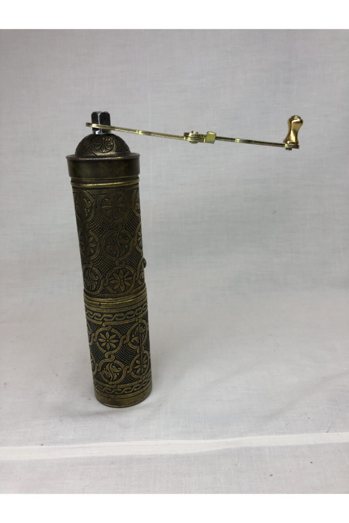 Eskitme Osmanlı Sitili Antik Pirinç Renkli Büyük Boy Değirmen Kah