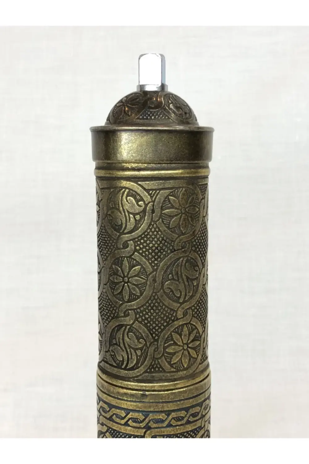 Eskitme Osmanlı Sitili Antik Pirinç Renkli Büyük Boy Değirmen Kah