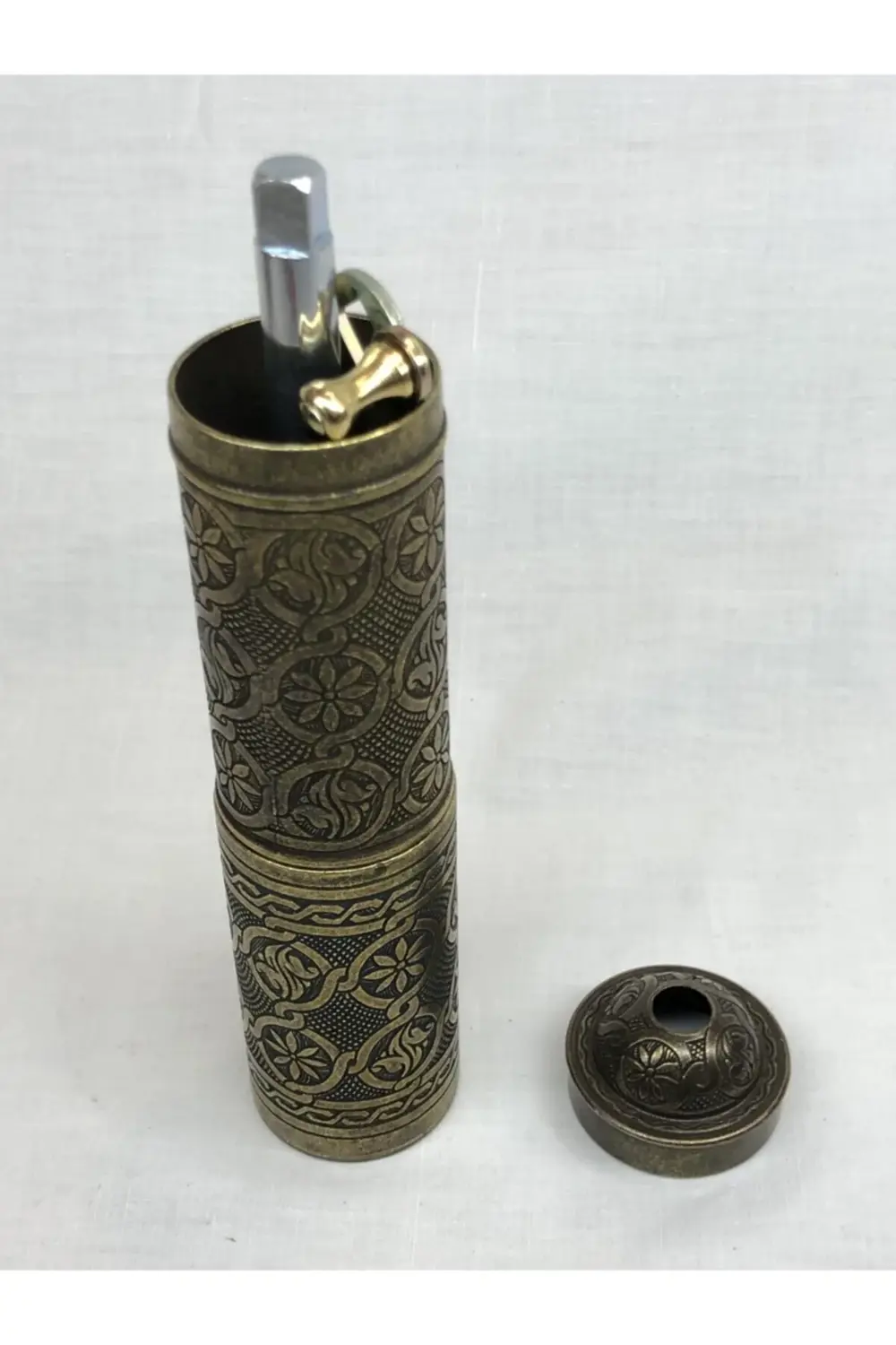 Eskitme Osmanlı Sitili Antik Pirinç Renkli Büyük Boy Değirmen Kah