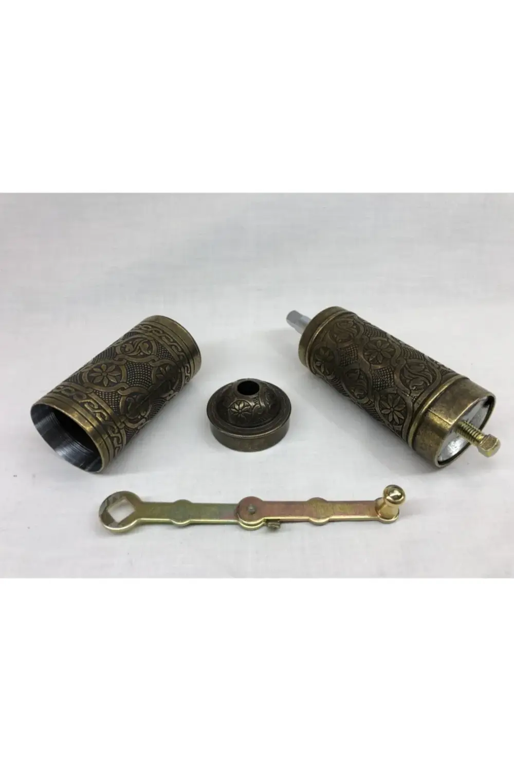 Eskitme Osmanlı Sitili Antik Pirinç Renkli Büyük Boy Değirmen Kah