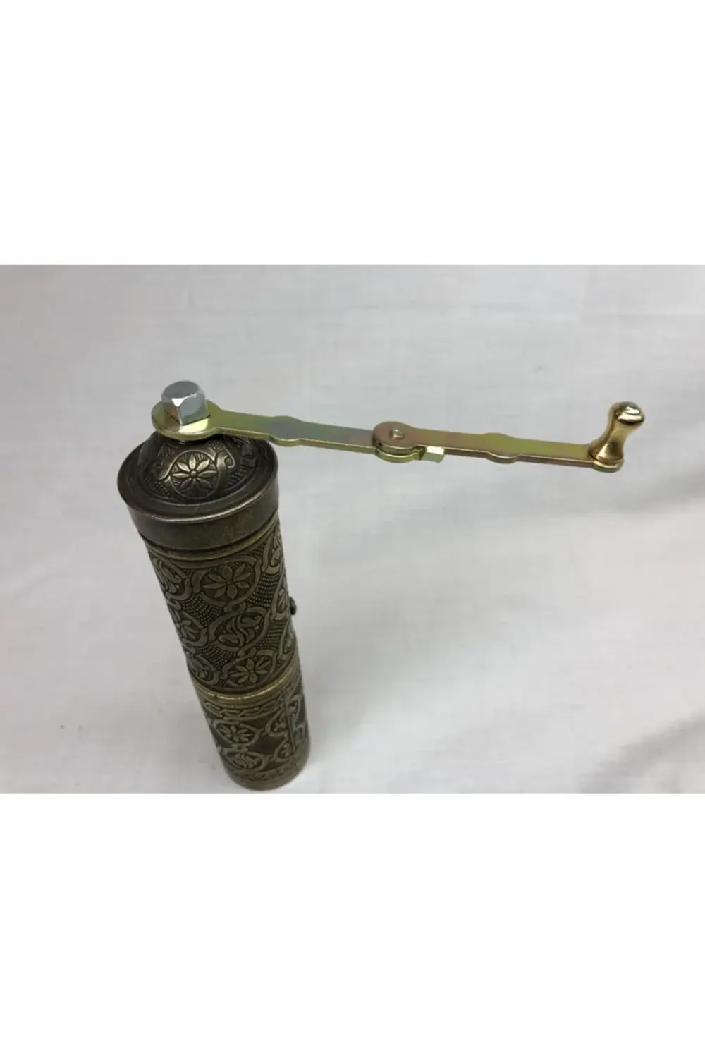 Eskitme Osmanlı Sitili Antik Pirinç Renkli Büyük Boy Değirmen Kah