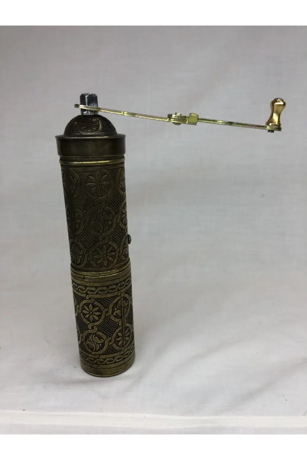 Eskitme Osmanlı Sitili Antik Pirinç Renkli Büyük Boy Değirmen Kah