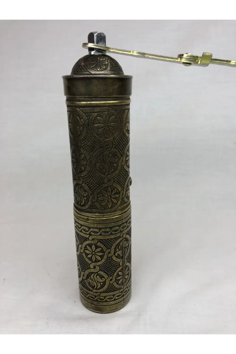 Eskitme Osmanlı Sitili Antik Pirinç Renkli Büyük Boy Değirmen Kah