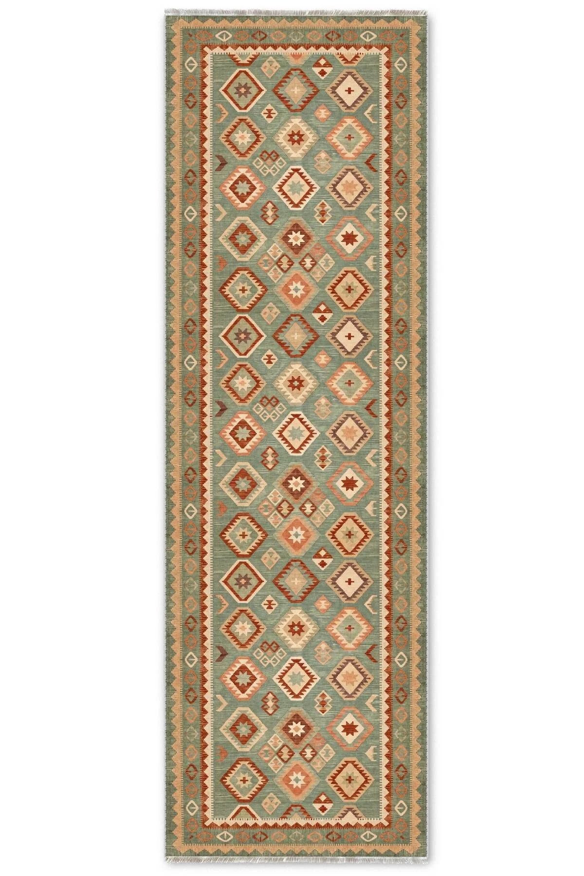 Eskitme Yeşil Anadolu Kilim Şönil Halı Yolluk Kaymaz Yıkanabilir Mutfak Salon Koridor Eskitme Yeşil Anadolu Kilim Şönil Halı Yolluk Kaymaz Yıkanabilir Mutfak Salon Koridor