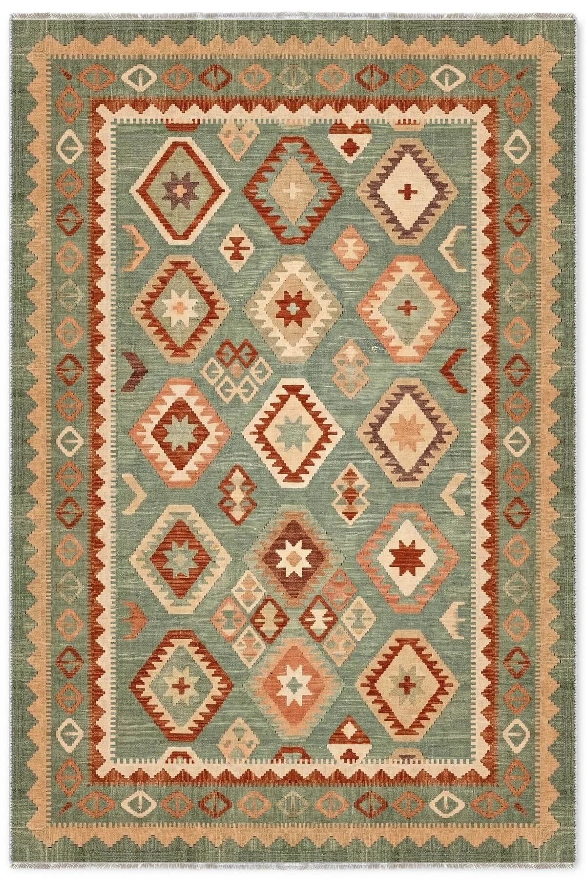 Eskitme Yeşil Anadolu Kilim Şönil Halı Yolluk Kaymaz Yıkanabilir Mutfak Salon Koridor Eskitme Yeşil Anadolu Kilim Şönil Halı Yolluk Kaymaz Yıkanabilir Mutfak Salon Koridor