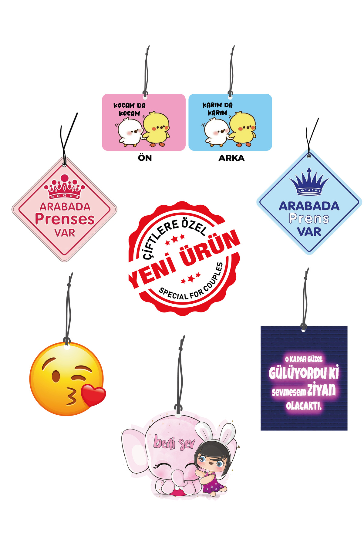 Eşler İçin Oluşturulmuş Ekonomik 6'lı Oto Kokusu ve Oto Aksesuarı
