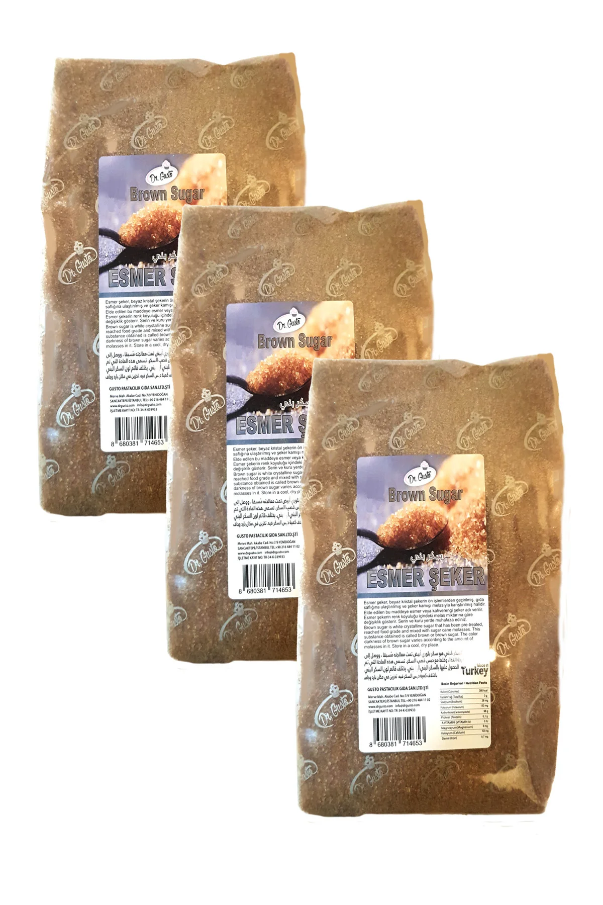 Esmer Kahverengi Şeker 1 Kg 3 Adet