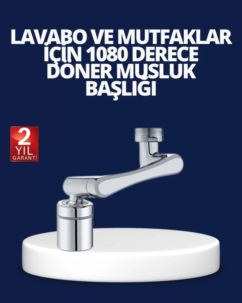 Esnek 1080° Musluk Başlığı 3 Eklemli Hareketli Su Modlu Lavabo Aparatı - Lisinya