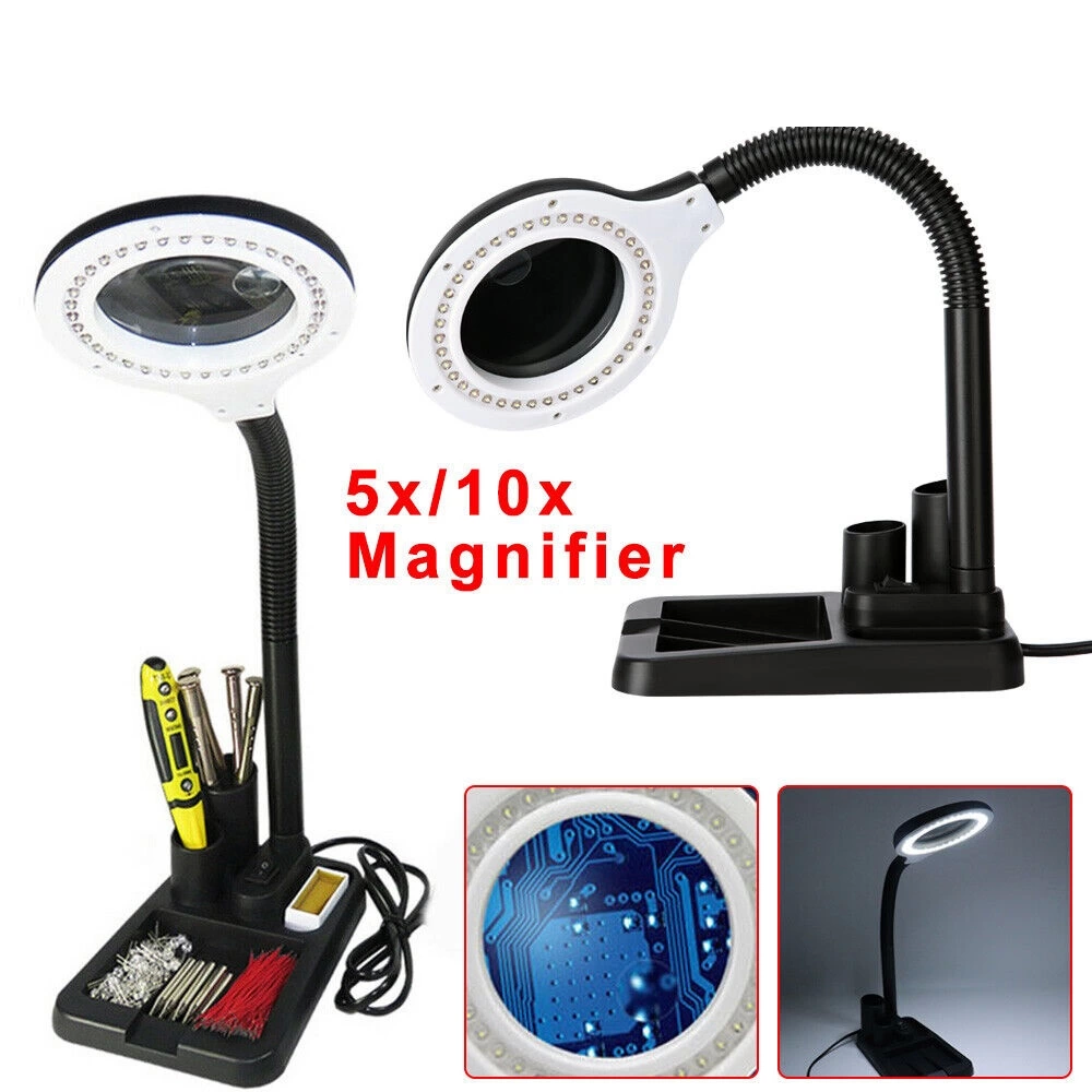 Just Cheap Store Esnek 5X /10X,40 Led İşikli Büyüteç ,Lamba  Büyüteç Okuma, Çalişm