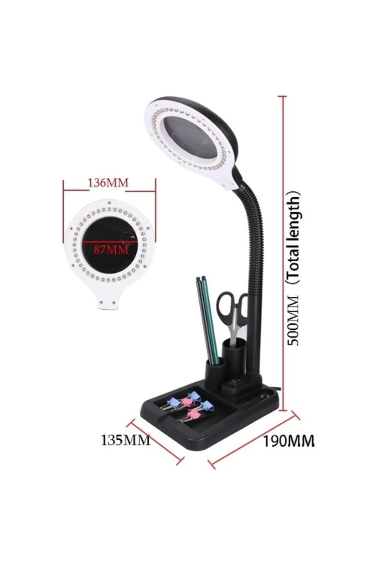 Esnek 5x /10x,40 Led Işıklı Büyüteç ,lamba Büyüteç Okuma, Çalışma