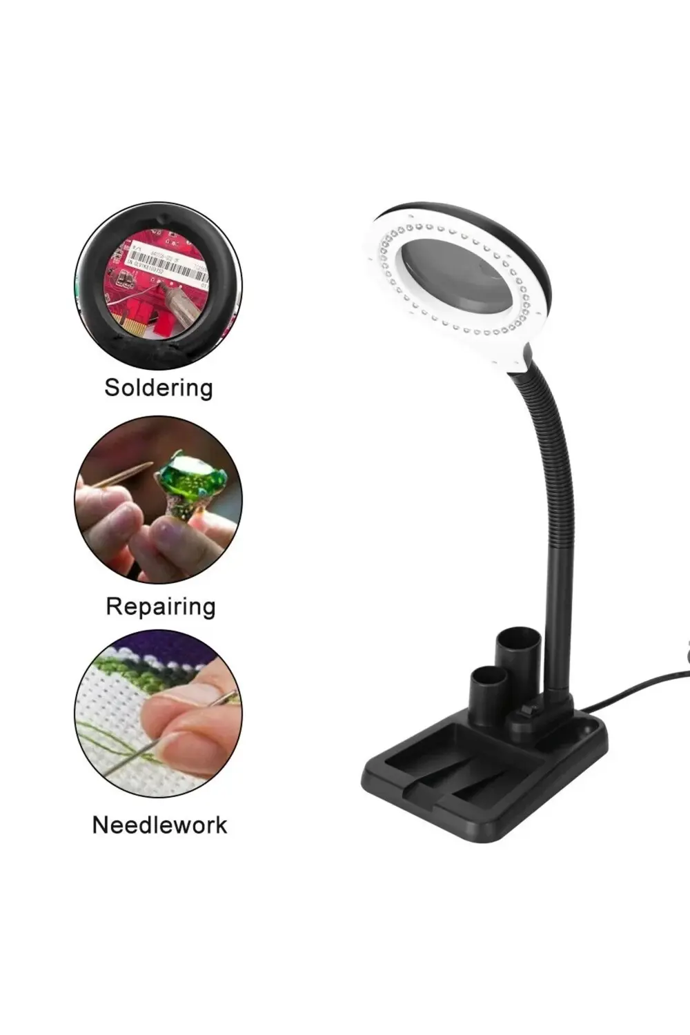 Esnek 5x /10x,40 Led Işıklı Büyüteç ,lamba Büyüteç Okuma, Çalışma