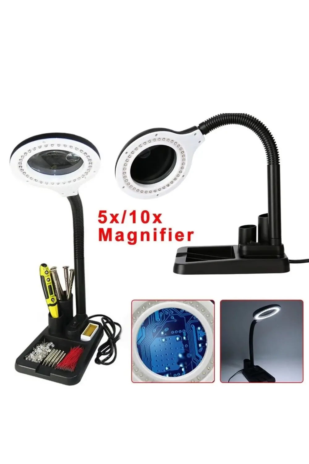 Esnek 5x /10x,40 Led Işıklı Büyüteç ,lamba Büyüteç Okuma, Çalışma