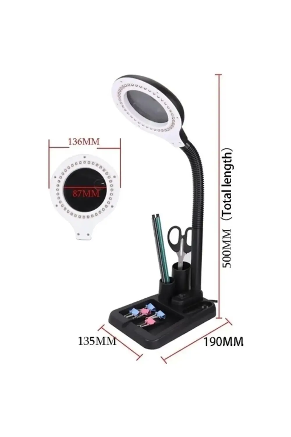 Esnek 5x /10x,40 Led Işıklı Büyüteç ,lamba Büyüteç Okuma, Çalışma