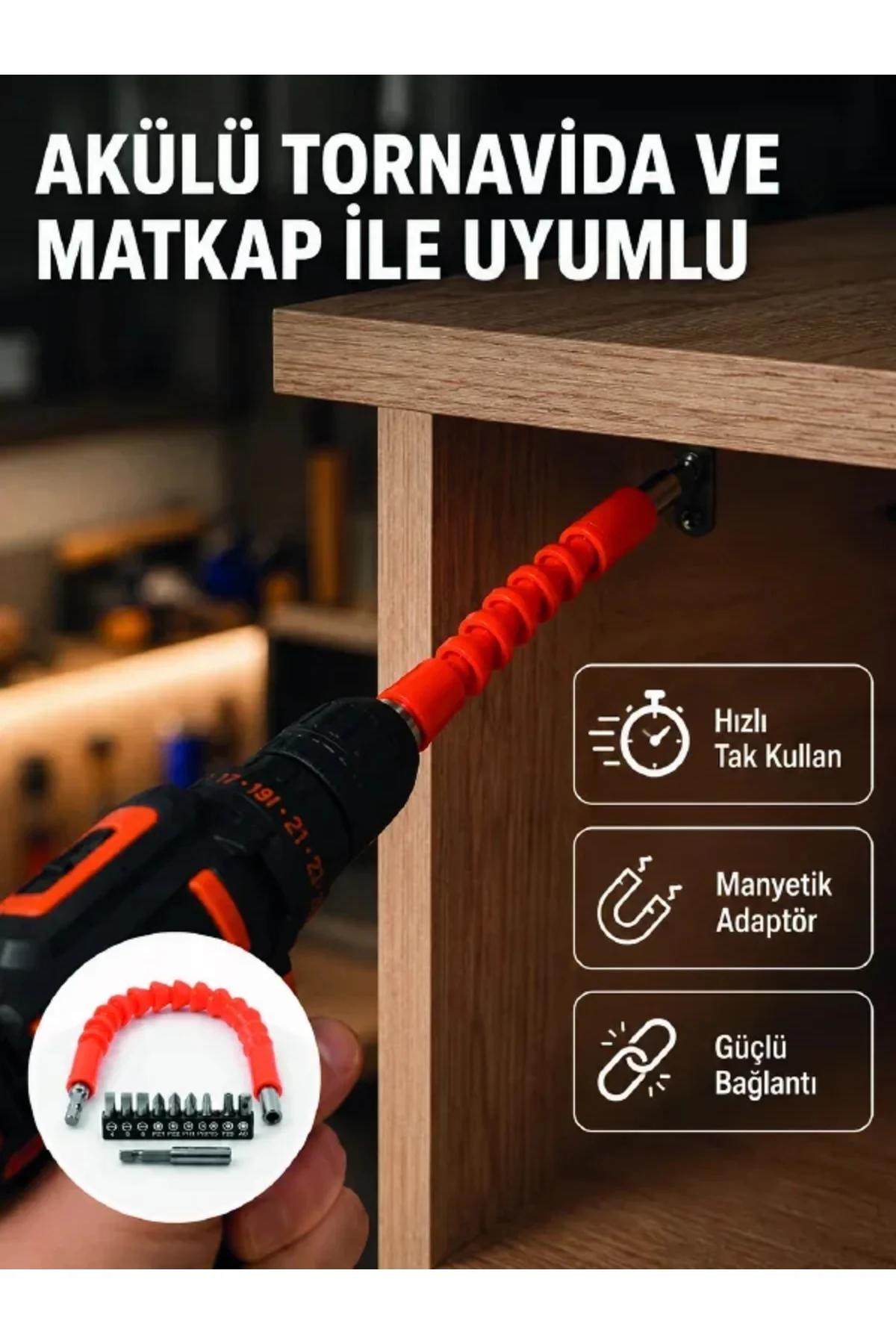 Esnek Bits Uç Seti 12 Parça Manyetik Adaptörlü Matkap Tornavida Aksesuarı Esnek Bits Uç Seti 12 Parça Manyetik Adaptörlü Matkap Tornavida Aksesuarı