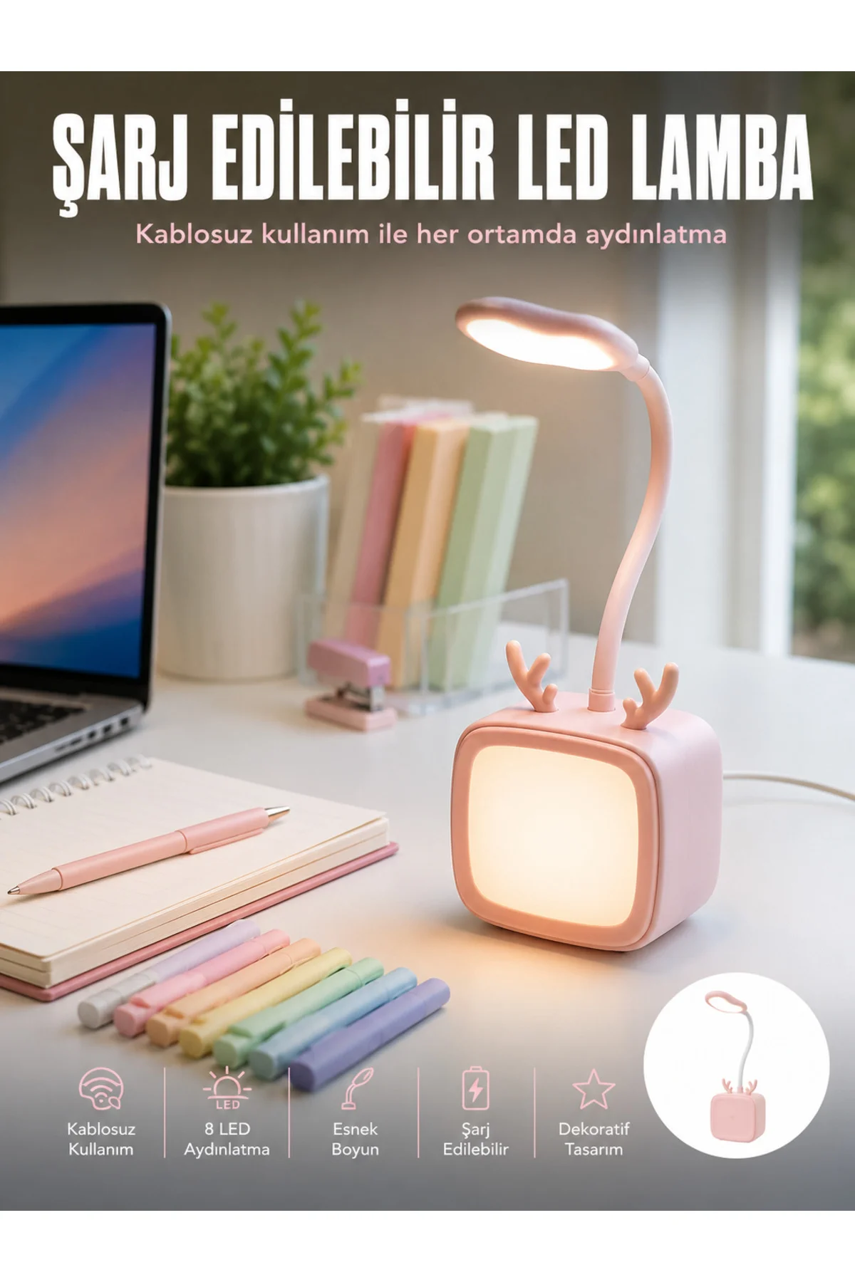 Esnek Gövdeli Led Masa Lambası Taşınabilir Gece Aydınlatması Esnek Gövdeli Led Masa Lambası Taşınabilir Gece Aydınlatması