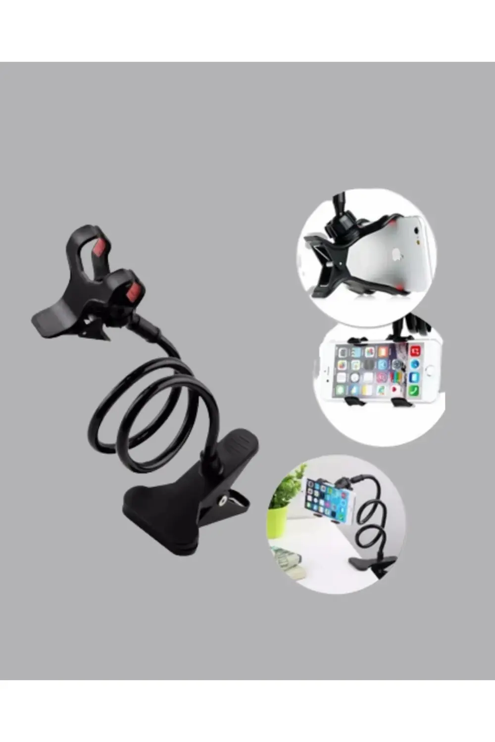 Esnek Gövdeli Mandallı Masaüstü Telefon Tutucu